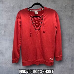 Victoria’s Secret PINK Long Sleeve Lace Up Pull Over Shirt - oversized look